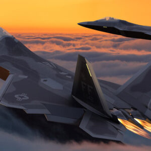 F-22 Raptor w chmurach